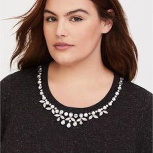 Torrid Dark Heather Rhinestone Top 0=Large